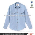 New popular 95% Cotton&5% Spandex Tailored fit light bule Denim/Retro Cowboy Shirt with two fashionable pockets